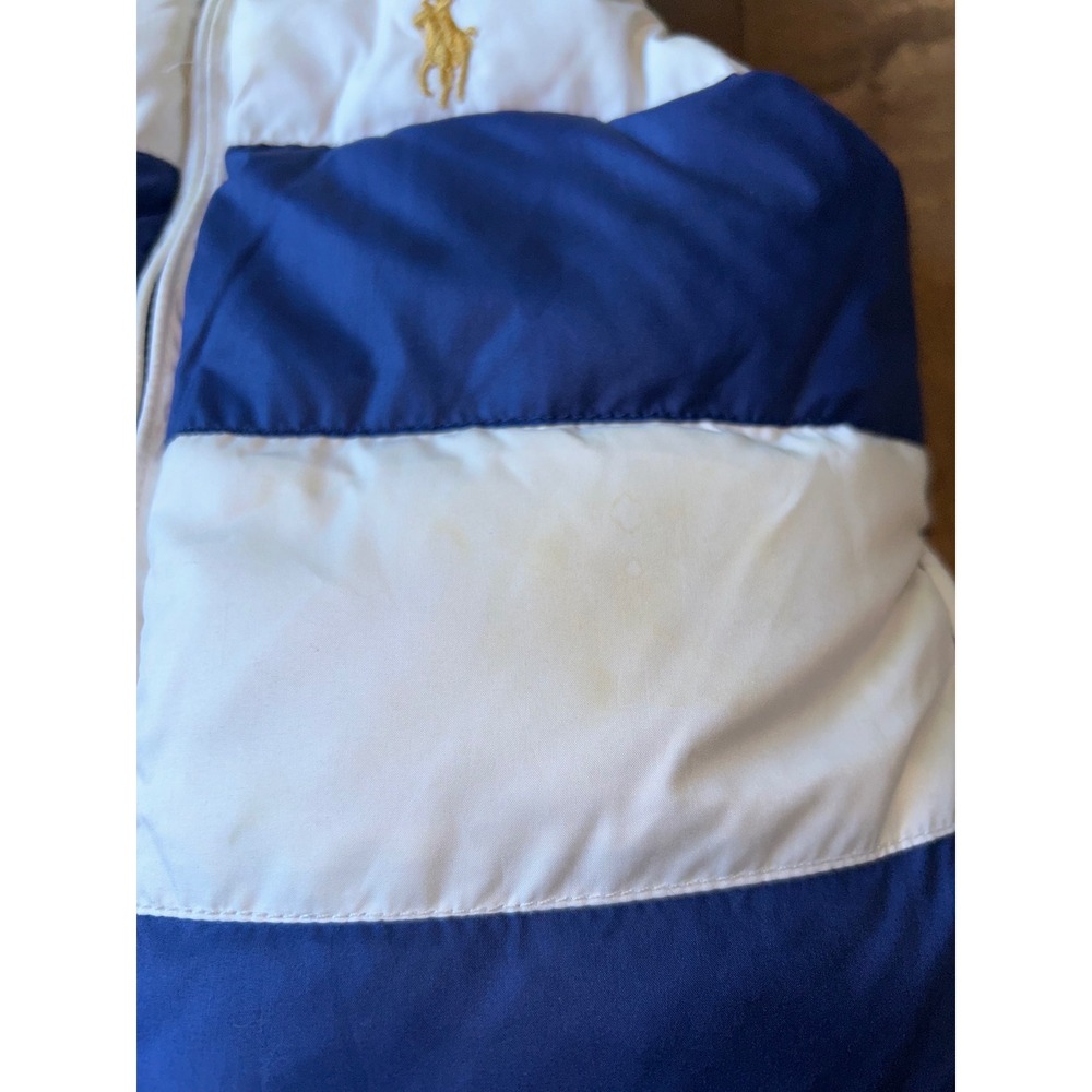 Polo Ralph Lauren Kids Reversible Puffer Vest Purple Blue White Striped Crest - Picture 9 of 12